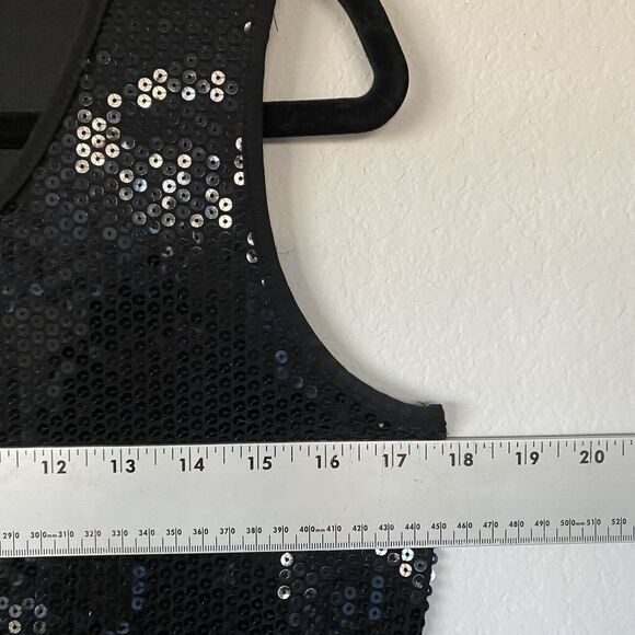 Covington Womens Black Sleeveless tank top Al Over Front Sequins Size Small - Picture 3 of 11